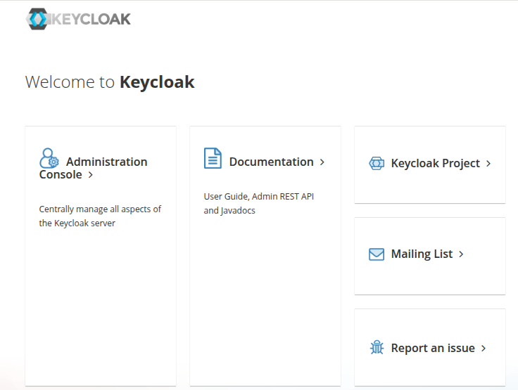 Accueil administration du serveur d'authentification