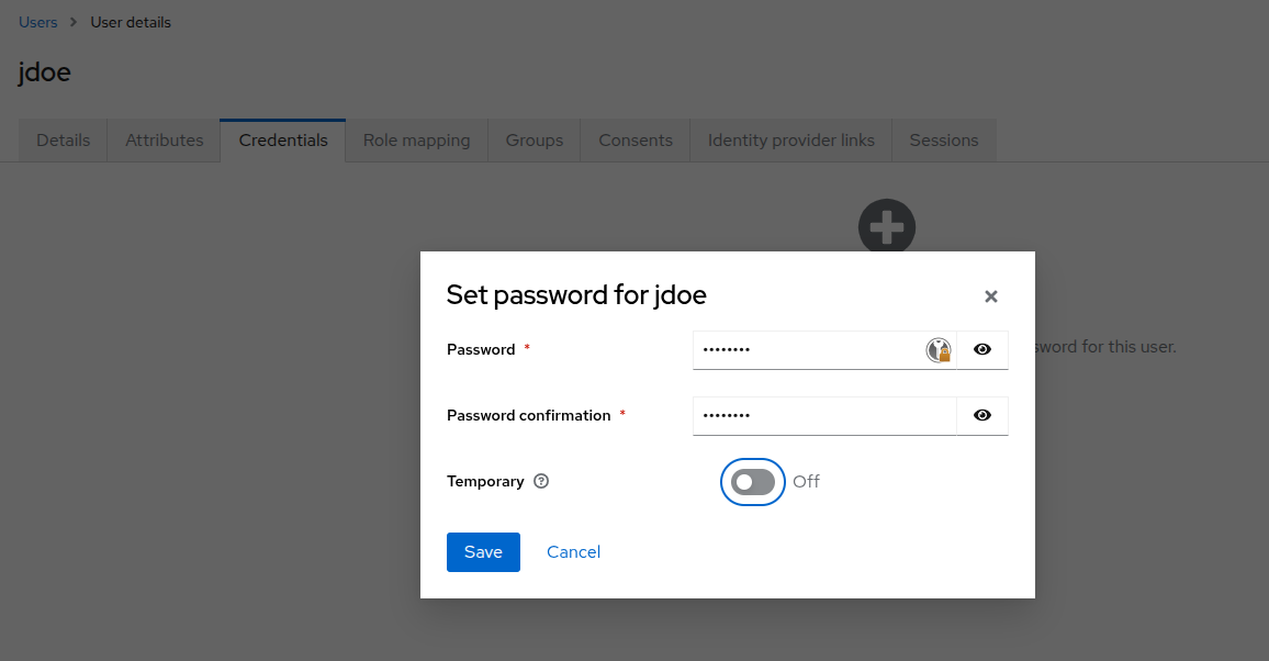Création d'un mot de passe