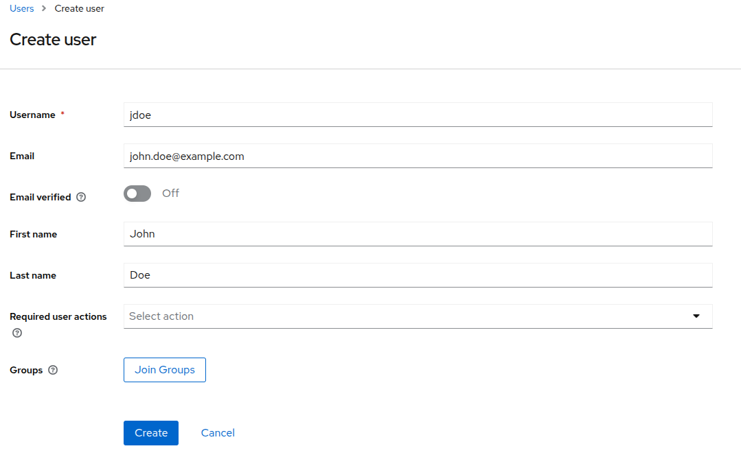 Création d'un nouvel utilisateur